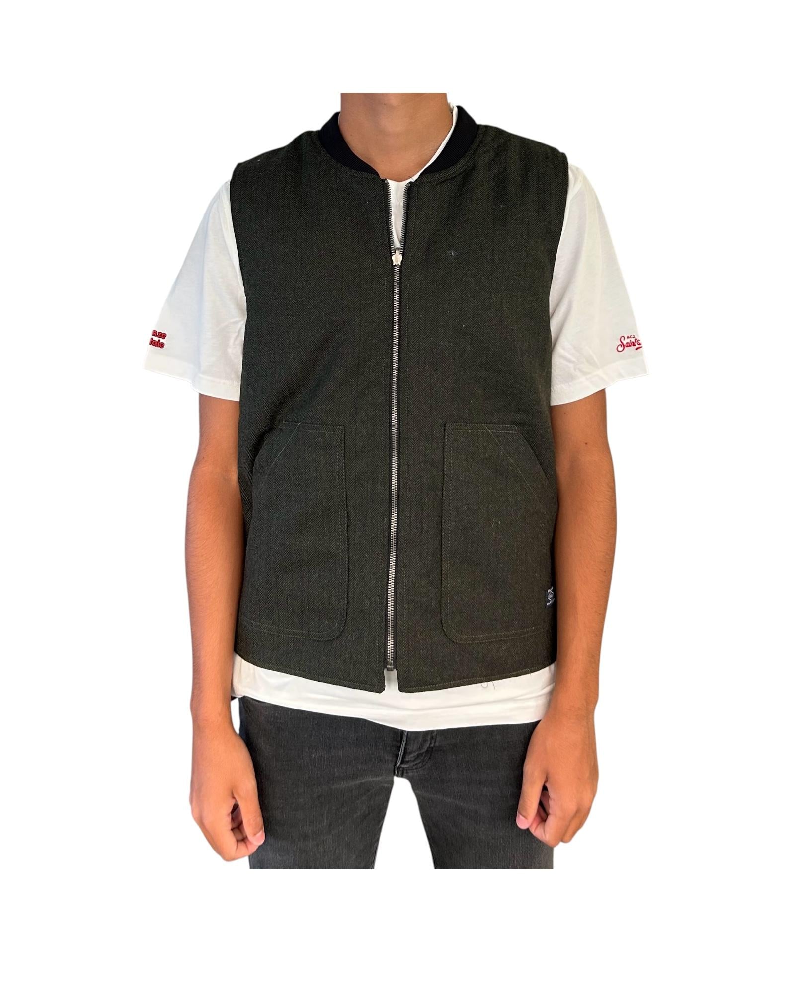 Gilet Martin reverse mixed wool Green MARTIN MWBC06 IMPURE 