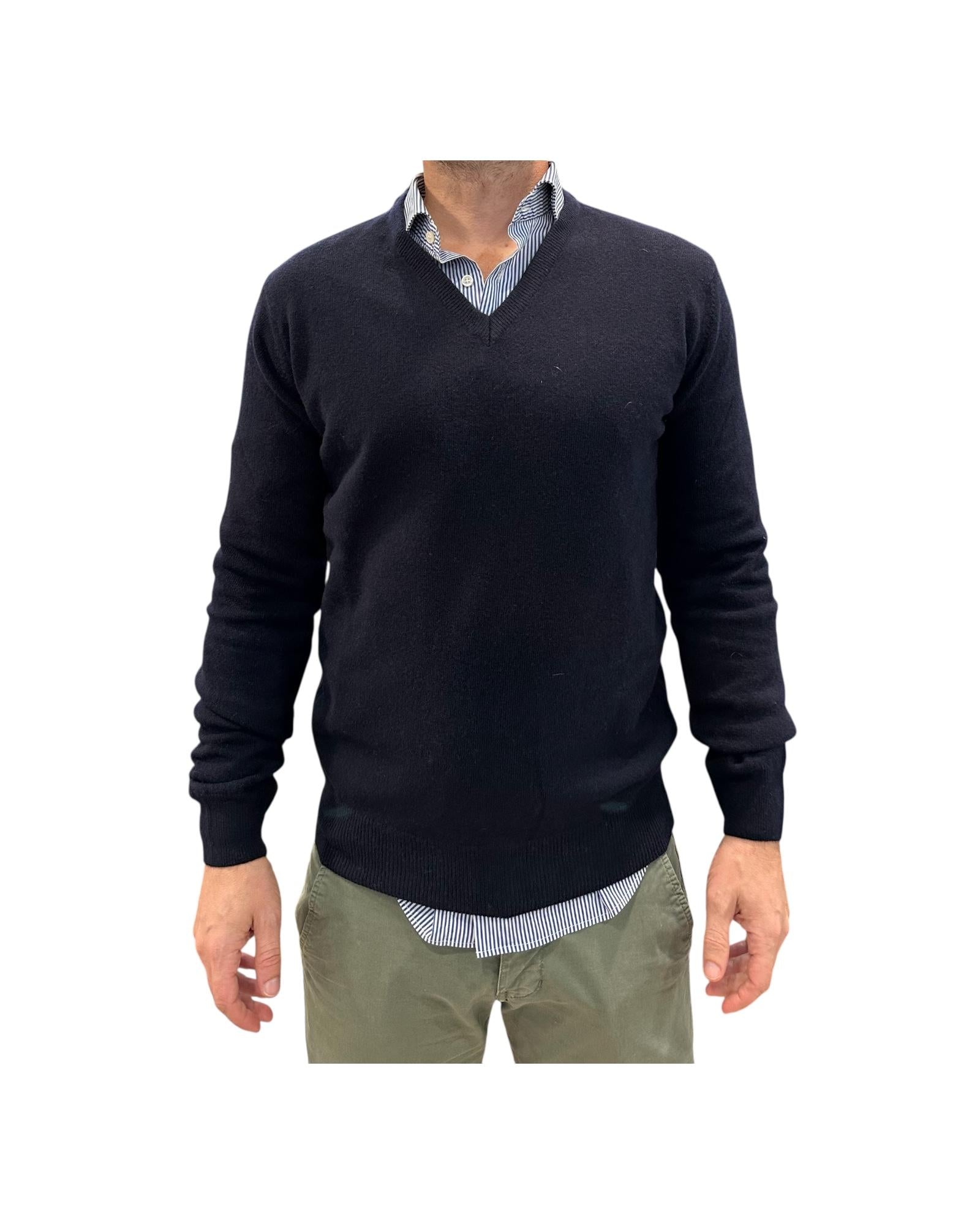 Maglione scollo a V Blu 15056 108 RETOIS