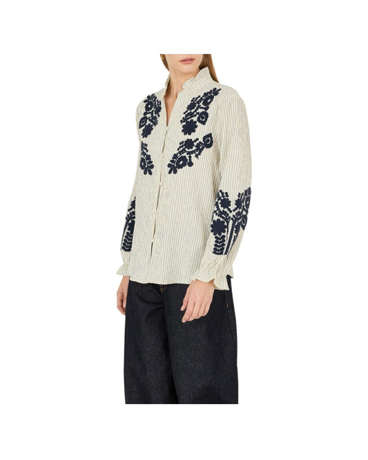 Camicia con ricamo floreale D39V1111 FANTASIA SOUVENIR 