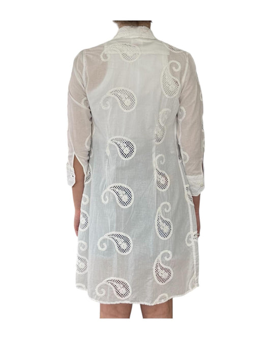 Camicione Pizzo San Gallo bianco D934 2 BASTONCINO 