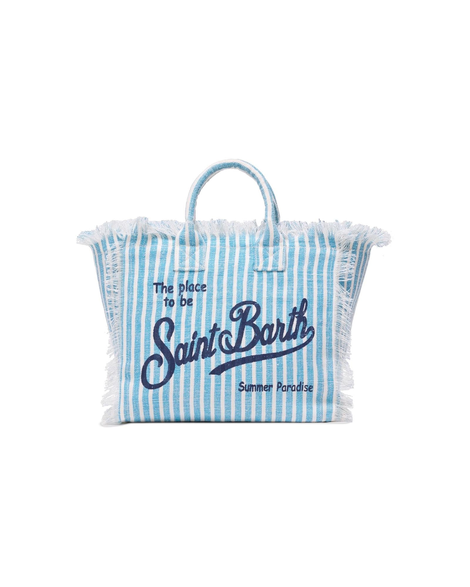 Borsa Colette in lino con stampa a righe COL0018 01466H MC2 SAINT BARTH 