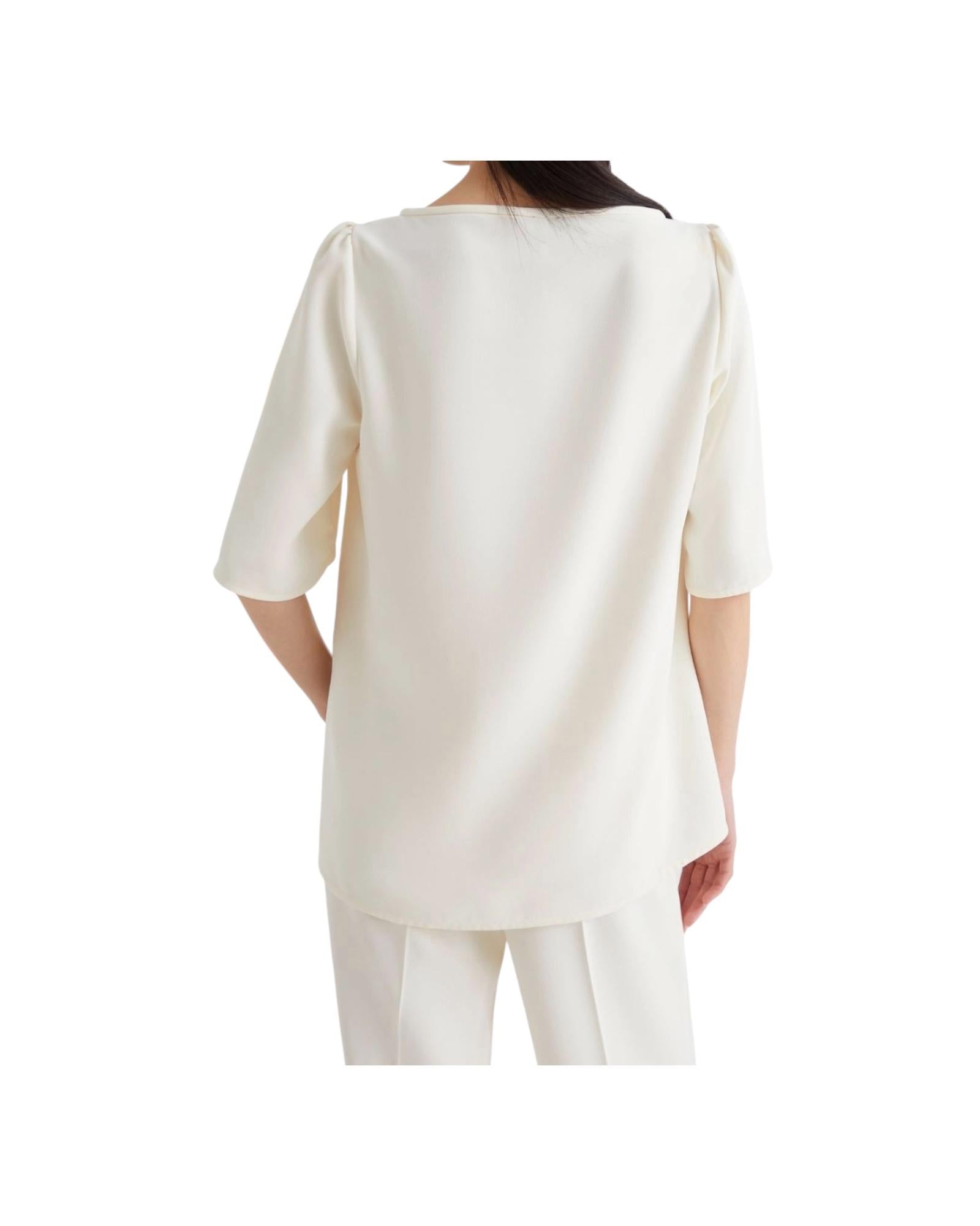 Blusa Vanessa in ever satin riciclato bianco lana. VANESSA 001 MARELLA