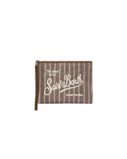 Pochette Aline in cotone marrone a righe strette