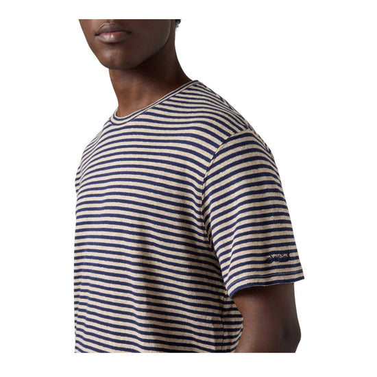 T-shirt in misto lino con ricamo logo Blu DOV0010 00283L MC2 SAINT BARTH 
