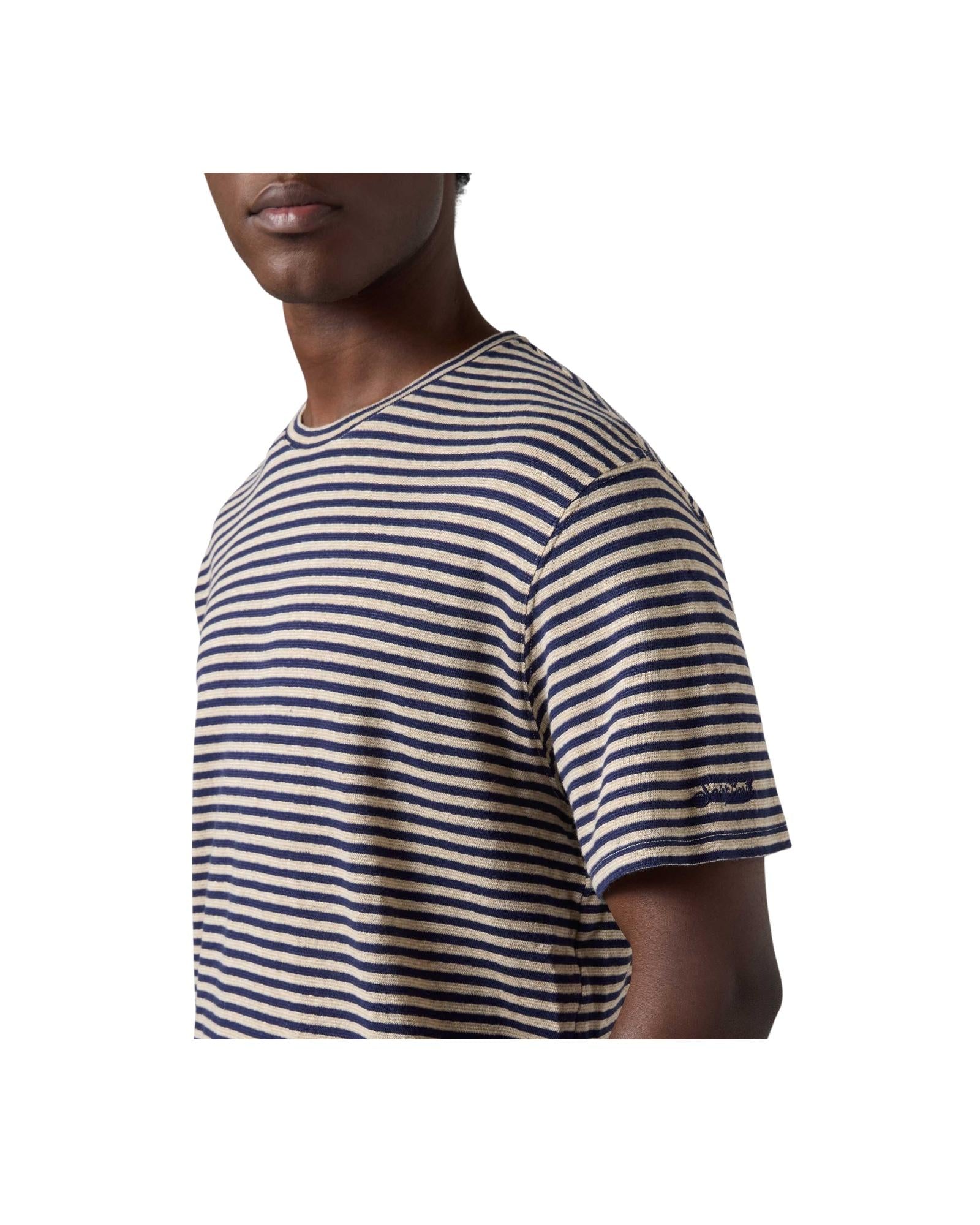 T-shirt in misto lino con ricamo logo Blu DOV0010 00283L MC2 SAINT BARTH 
