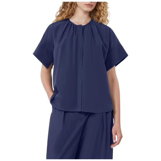 Camicia girocollo in popeline di cotone Blu EDUCATA 008 MAX MARA WEEKEND 