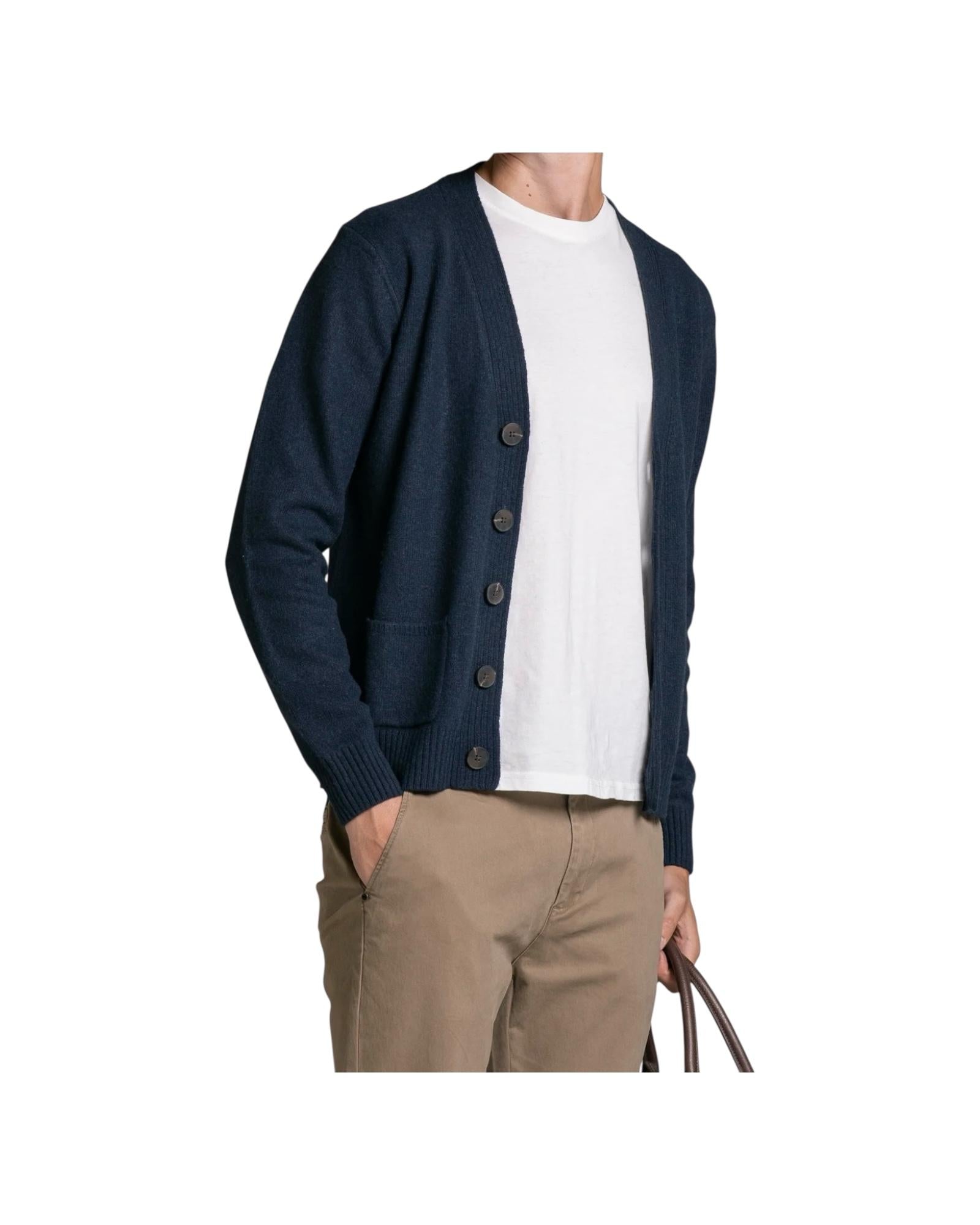 Cardigan Chad in lana Navy CHAD WN8C01 IMPURE 