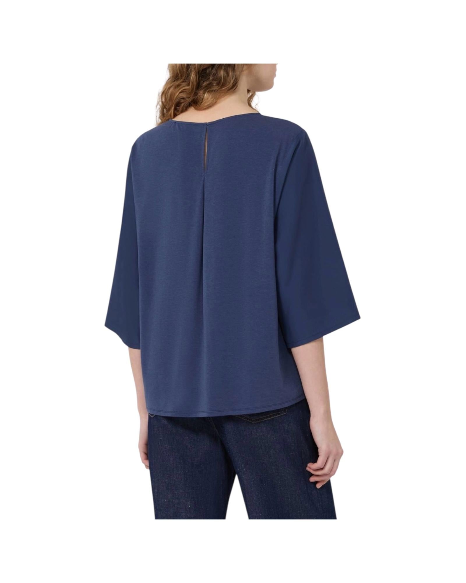 Blusa in habotai di seta e jersey Blu FASTOSO 005 MAX MARA WEEKEND 
