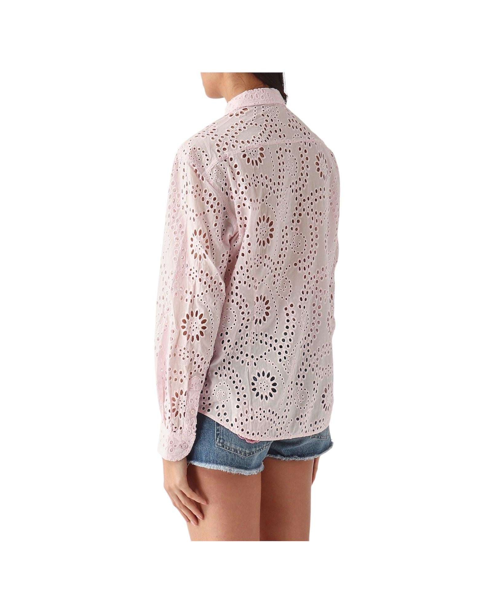 Camicia in cotone Sangallo Rosa con motivo floreale MDH001 00481L MC2 SAINT BARTH 