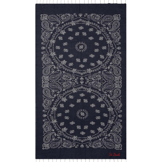 Telo mare in cotone jacquard con fantasia Bandana Blu navy FOUT009 02707L MC2 SAINT BARTH 