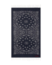 Telo mare in cotone jacquard con fantasia Bandana Blu navy