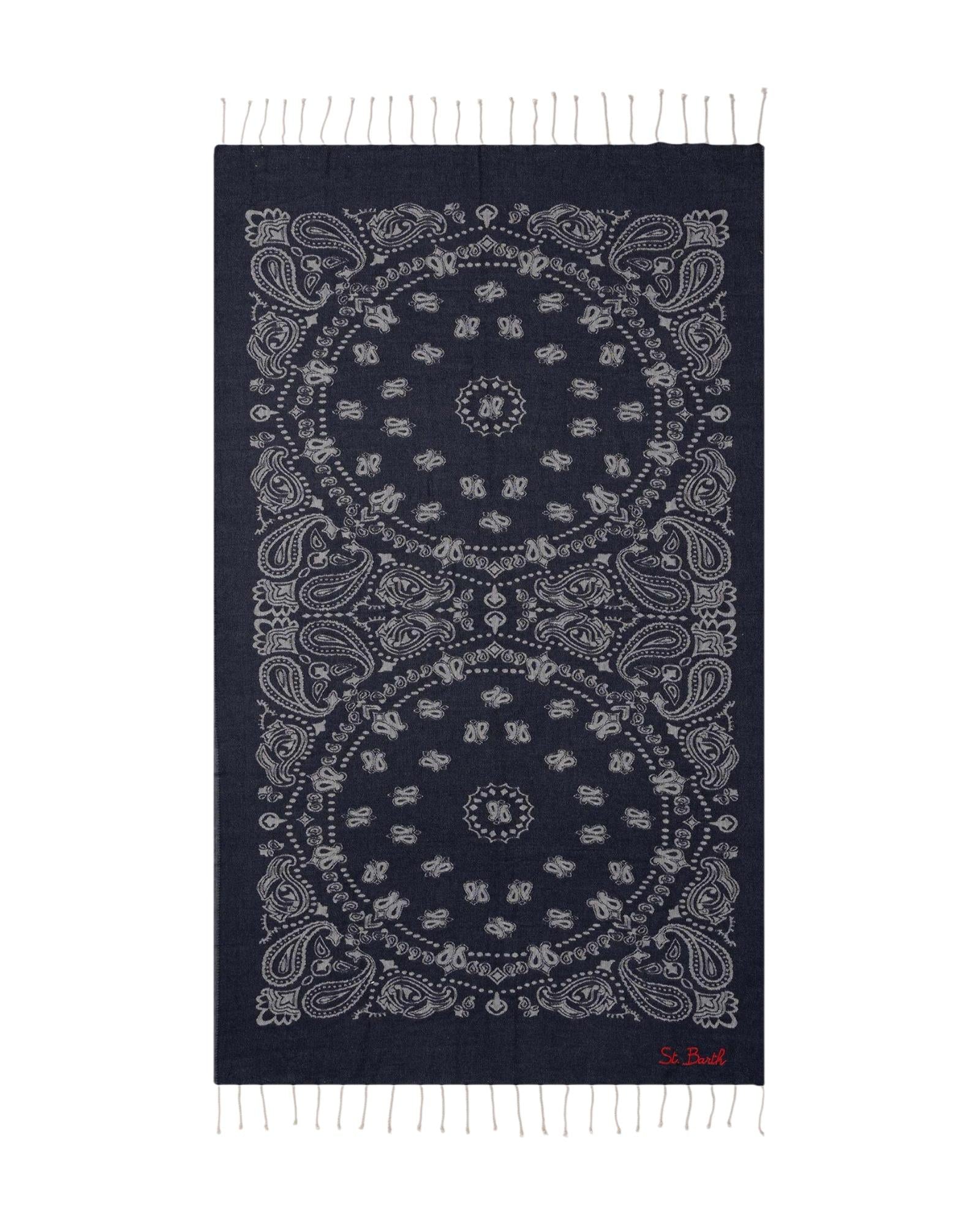 Telo mare in cotone jacquard con fantasia Bandana Blu navy FOUT009 02707L MC2 SAINT BARTH 