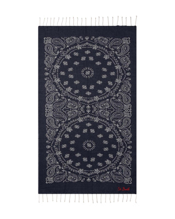 Telo mare in cotone jacquard con fantasia Bandana Blu navy FOUT009 02707L MC2 SAINT BARTH 
