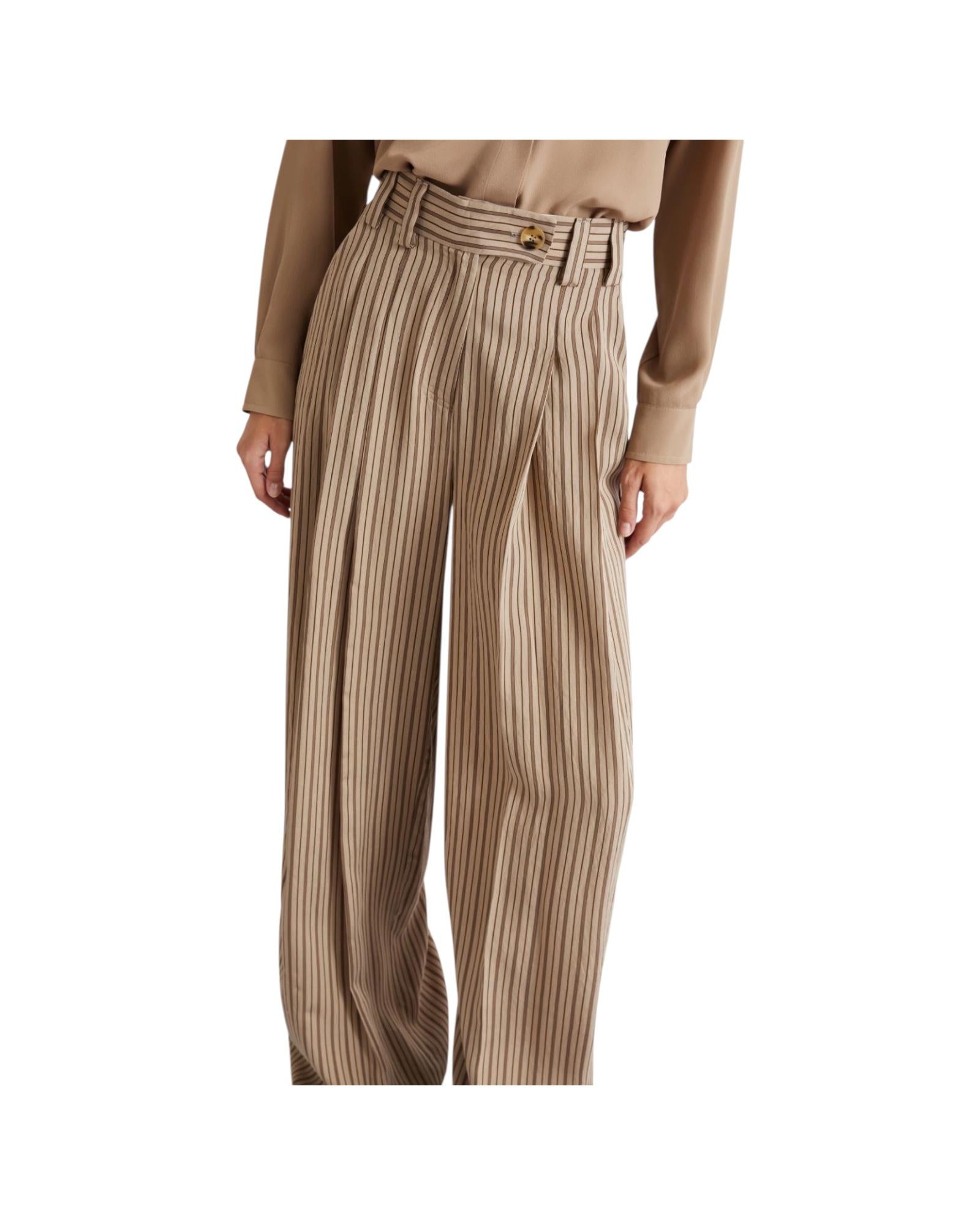 Pantalone palazzo in viscosa riga Testa di moro ORDINE 001 MARELLA 
