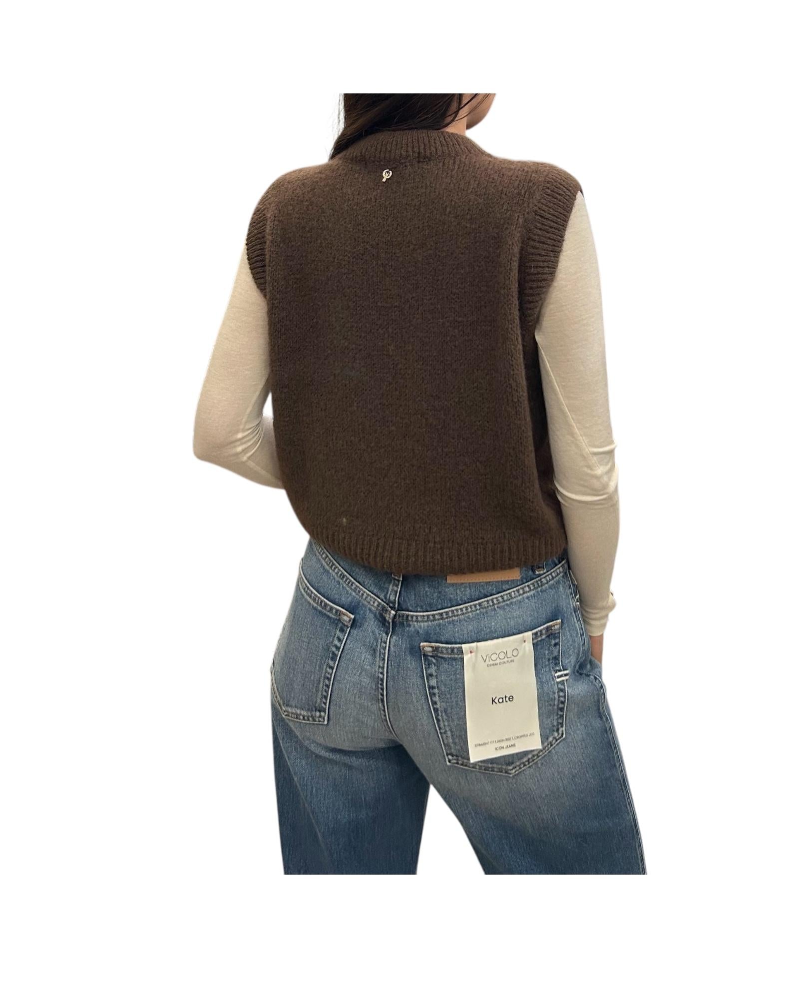 Gilet girocollo Marrone C01L0702 MARRONE Philia loft 