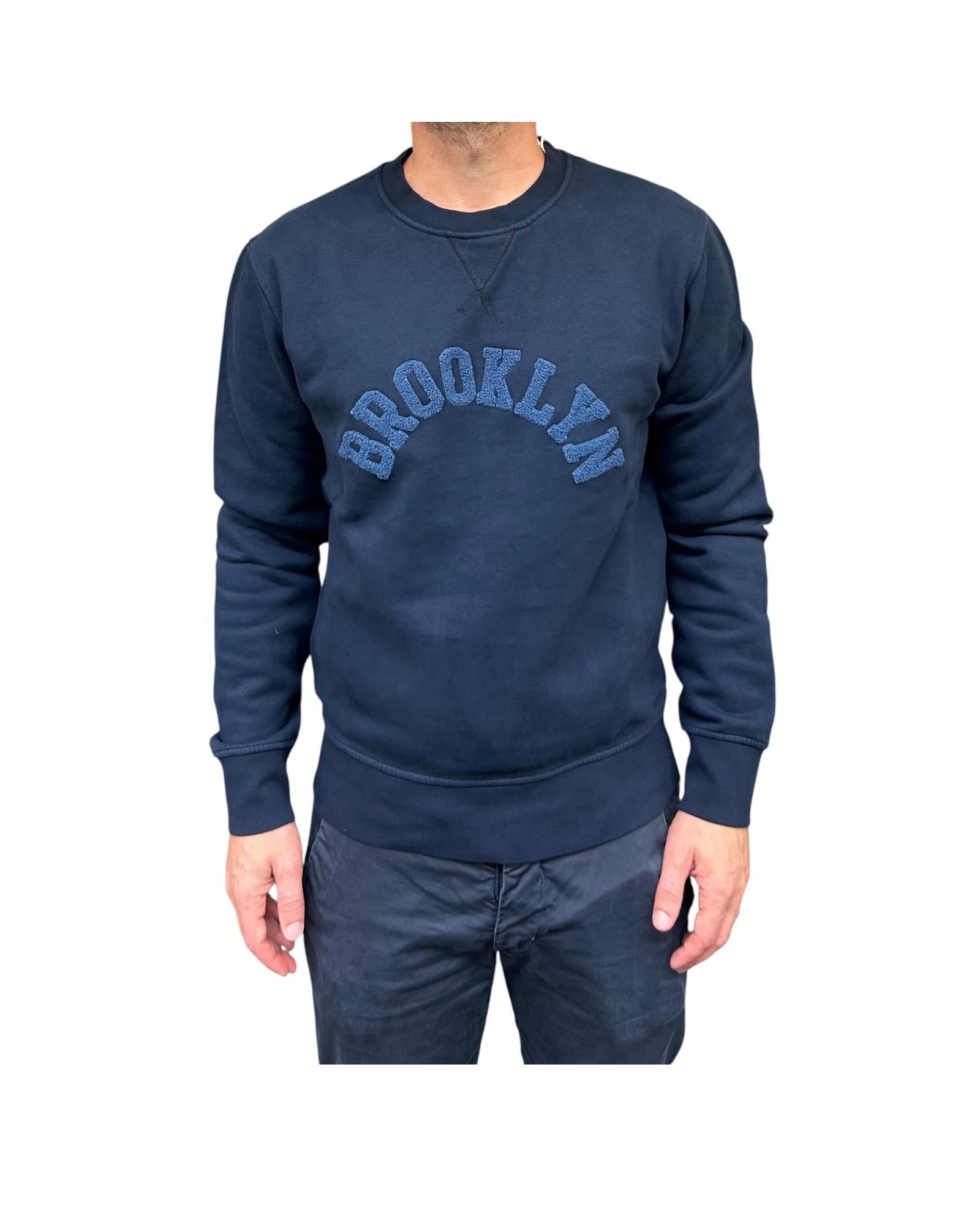 Felpa uomo in cotone Navy GR4007 0014 NAVY BL'KER