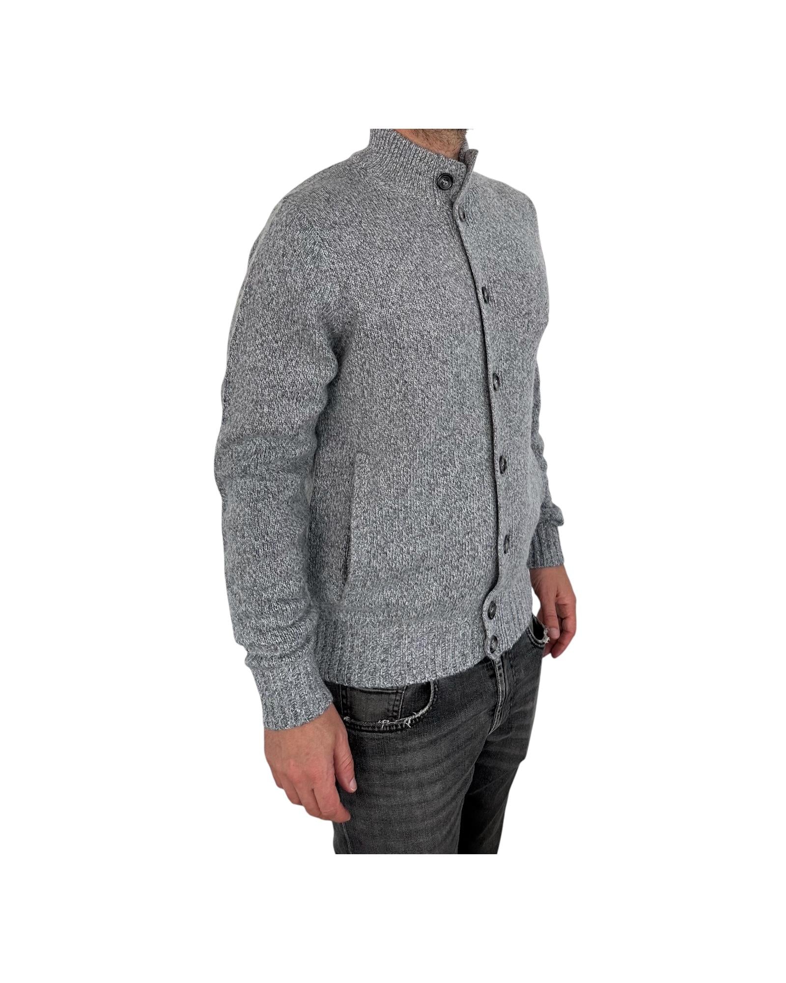 Cardigan con bottoni misto lana Grigio chiaro 87077 402 CAVALIERI MILANO