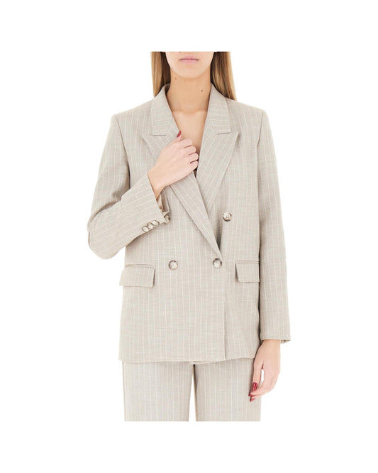 Blazer doppiopetto gessato TAB0228 BEIGE VICOLO 