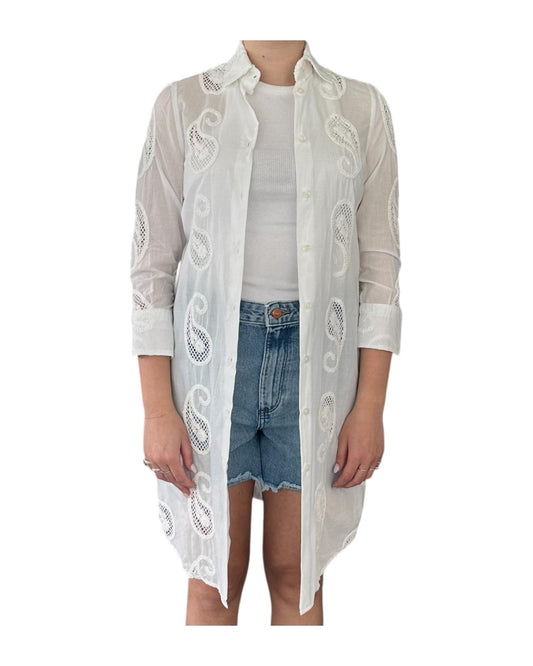 Camicione Pizzo San Gallo bianco D934 2 BASTONCINO 