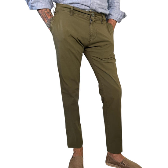 Pantalone Carnaby Popeline verde militare 001 CARNABY POPELINE MILITARY MODFITTERS 