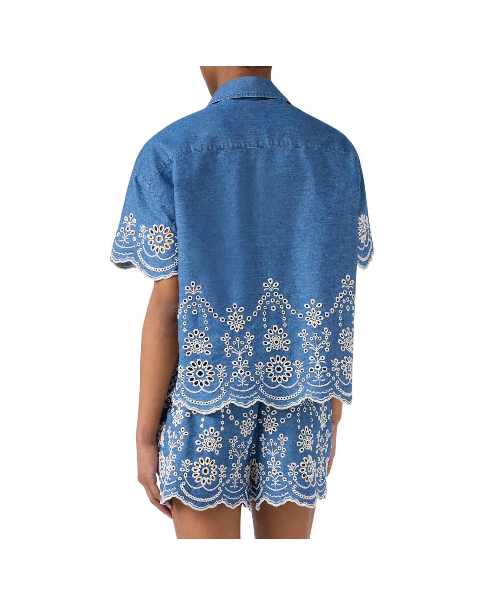 Camicia in chambray con ricamo floreale CEM0001 00473L MC2 SAINT BARTH 