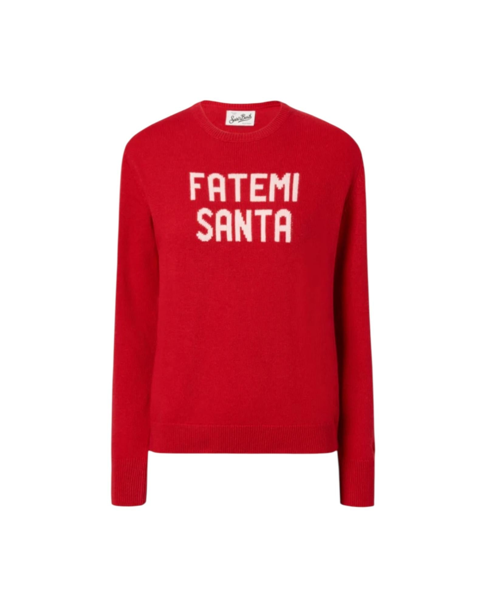 Maglione in misto cashmere con jacquard Fatemi santa Rosso QUE0010 00585I MC2 SAINT BARTH
