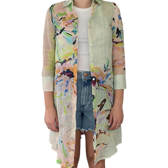 Camicione in Ramie verde D928 2 BASTONCINO 