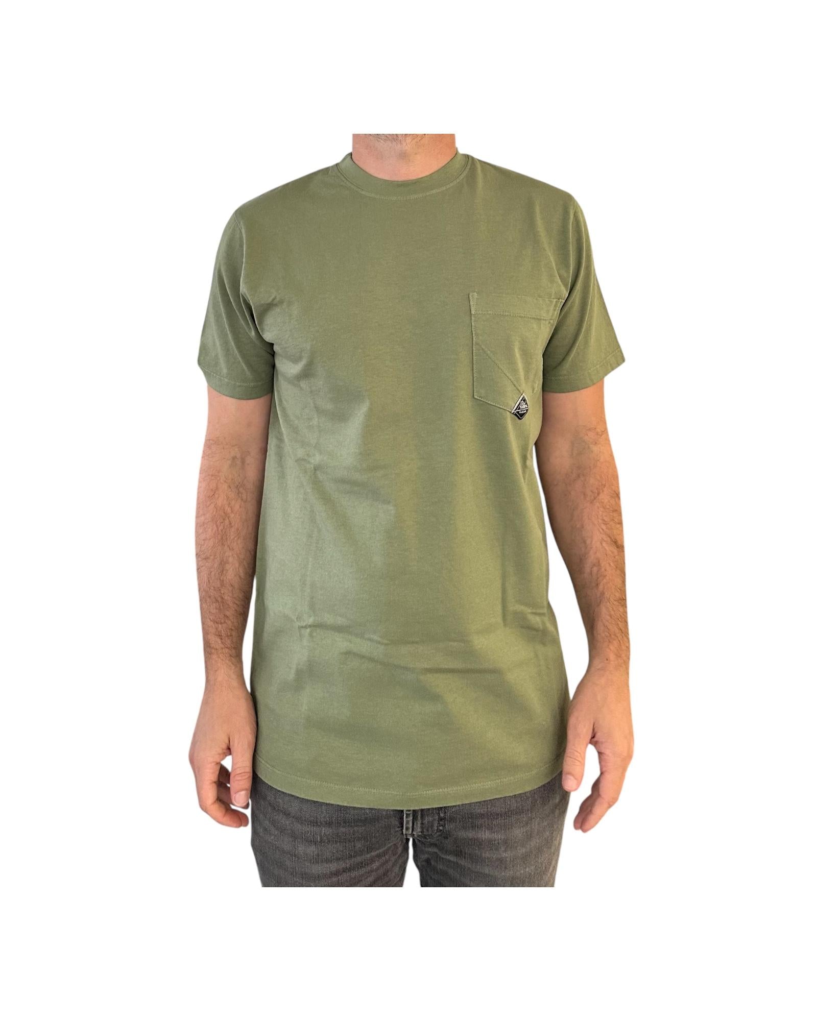 T-shirt pocket in cotone Army green RRU90048CA160111 C0085 ROY ROGER'S 