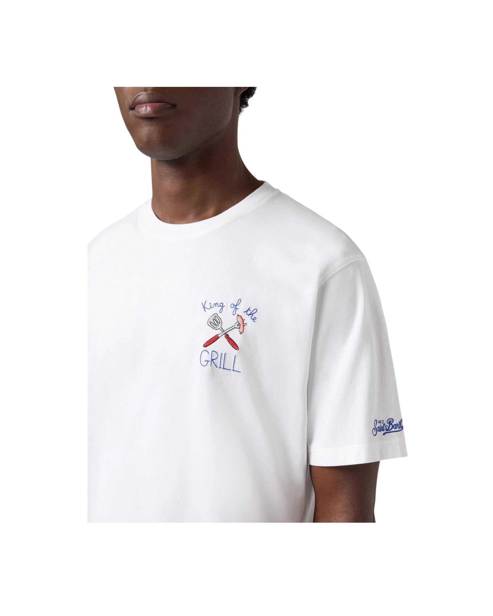 T-shirt con ricamo King of the Grill POT0001 04334L MC2 SAINT BARTH 