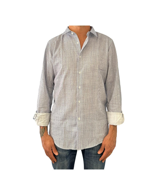 Camicia Uomo misto lino righe bianco celeste CAMICIE COTONE LINO RIGHE BIANCO CELESTE RE.VI.VAL 