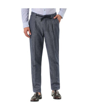 Navy Blue Linen Blend Trousers