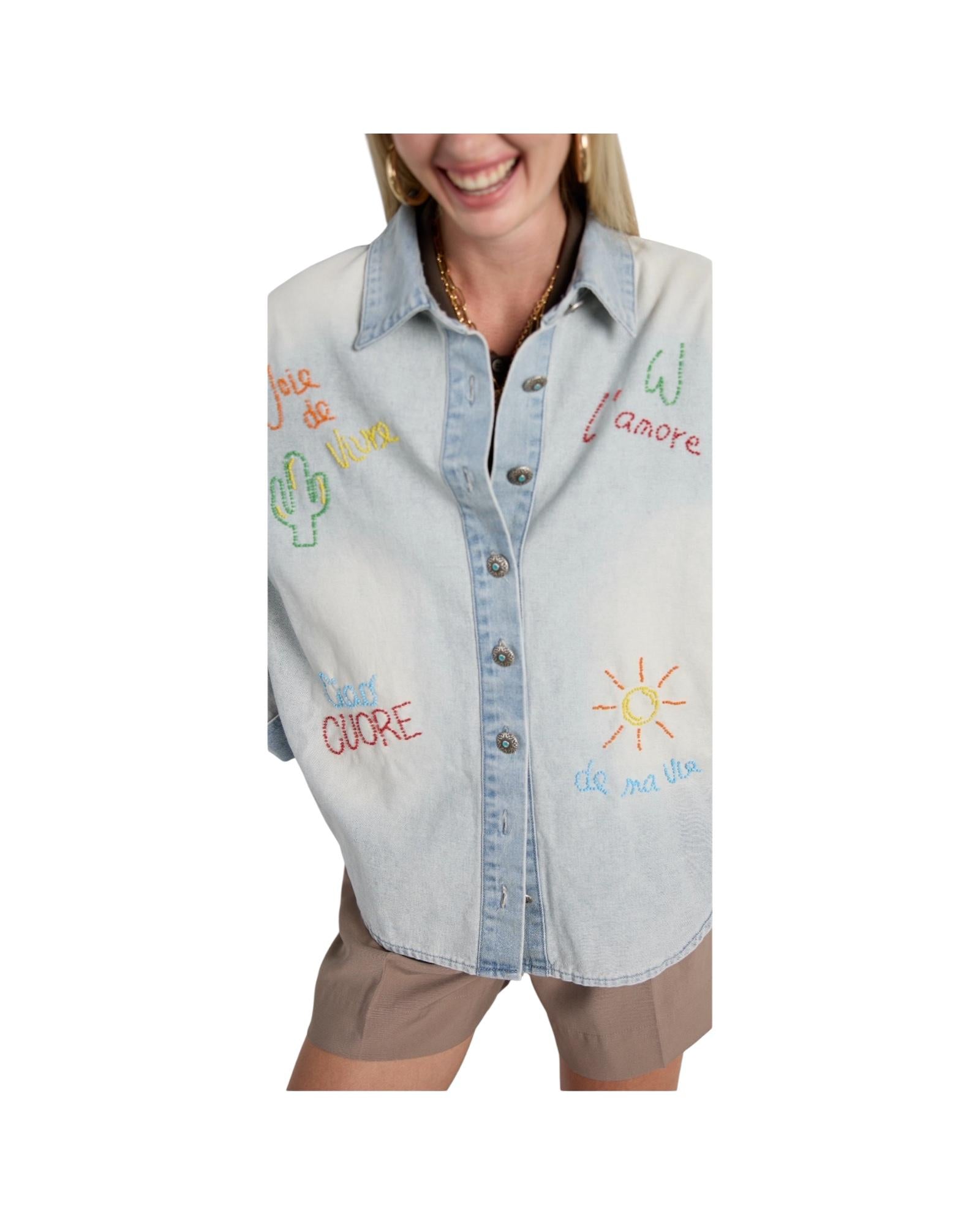 Camicia over con ricami 511 DENIM SINCE'RE PARIS