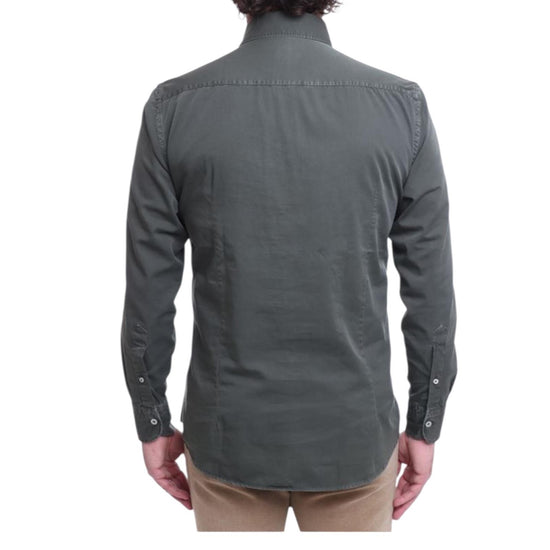 Camicia uomo in cotone Verde militare B1379 9 BASTONCINO 