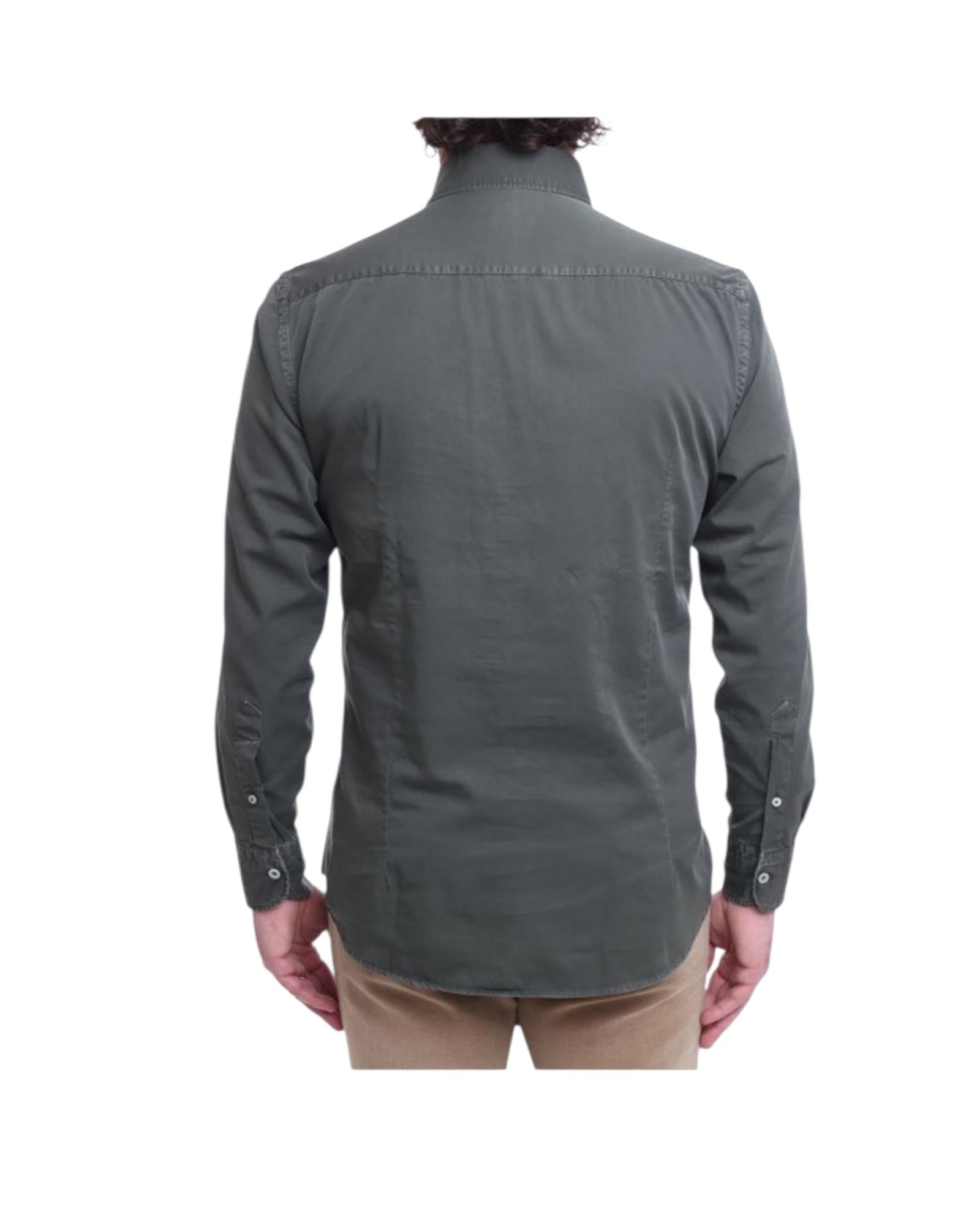 Camicia uomo in cotone Verde militare B1379 9 BASTONCINO 