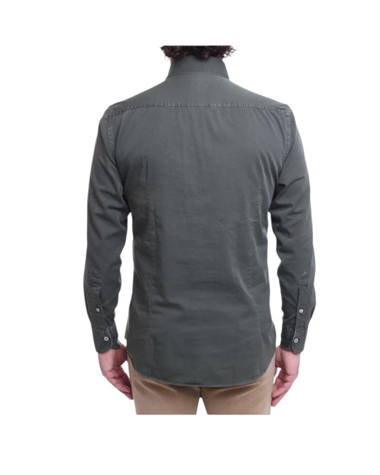 Camicia uomo in cotone Verde militare B1379 9 BASTONCINO 