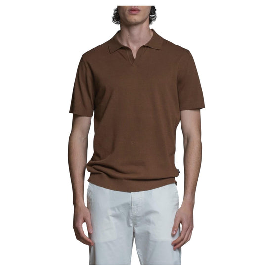 Polo skipper in cotone Crepe Chocolate CLARK CRP157 IMPURE 
