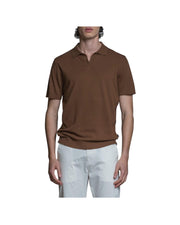 Polo skipper in cotone Crepe Chocolate