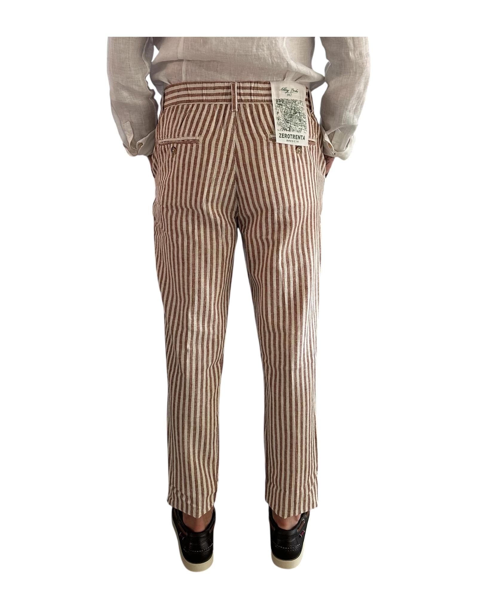 Pantalone misto lino righe Rust AU25S32PA PA1413 RUST Alley docks
