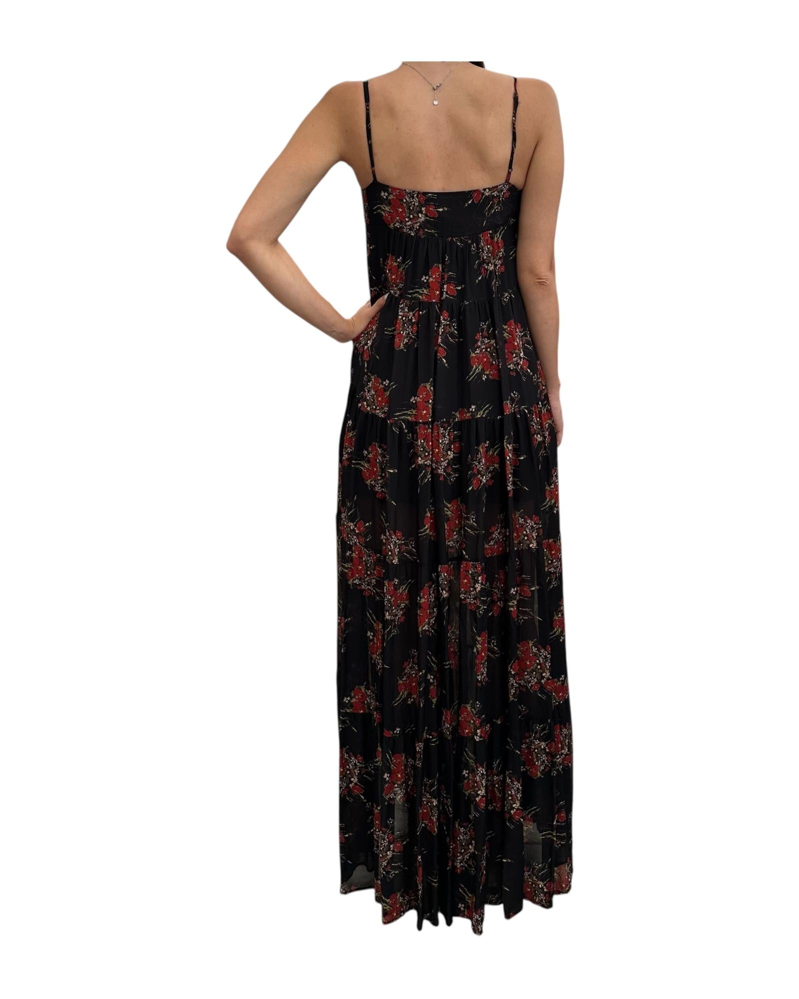Abito lungo a balze Nero floreale 185209 02086 Aniye by 