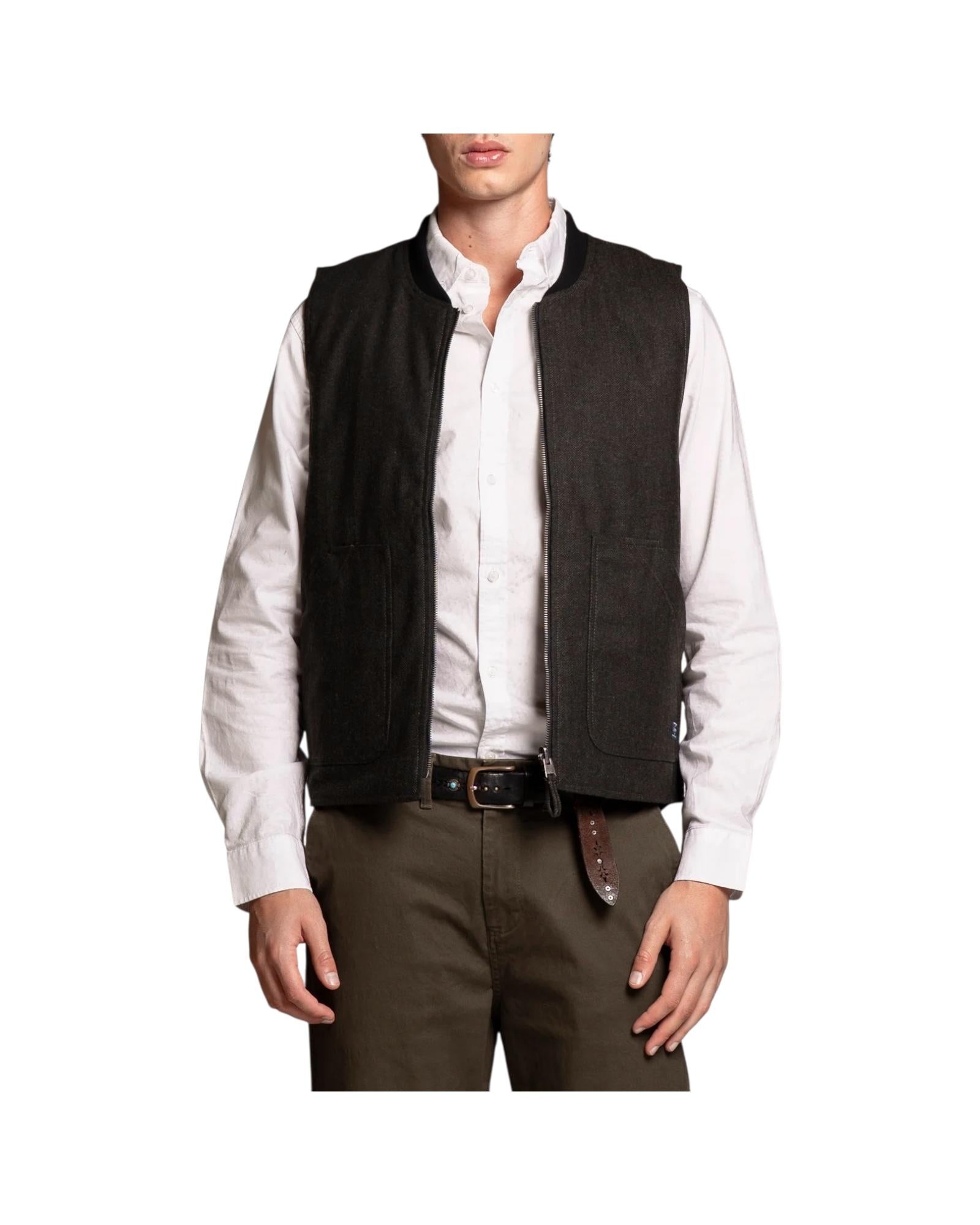 Gilet Martin reverse mixed wool Green MARTIN MWBC06 IMPURE 