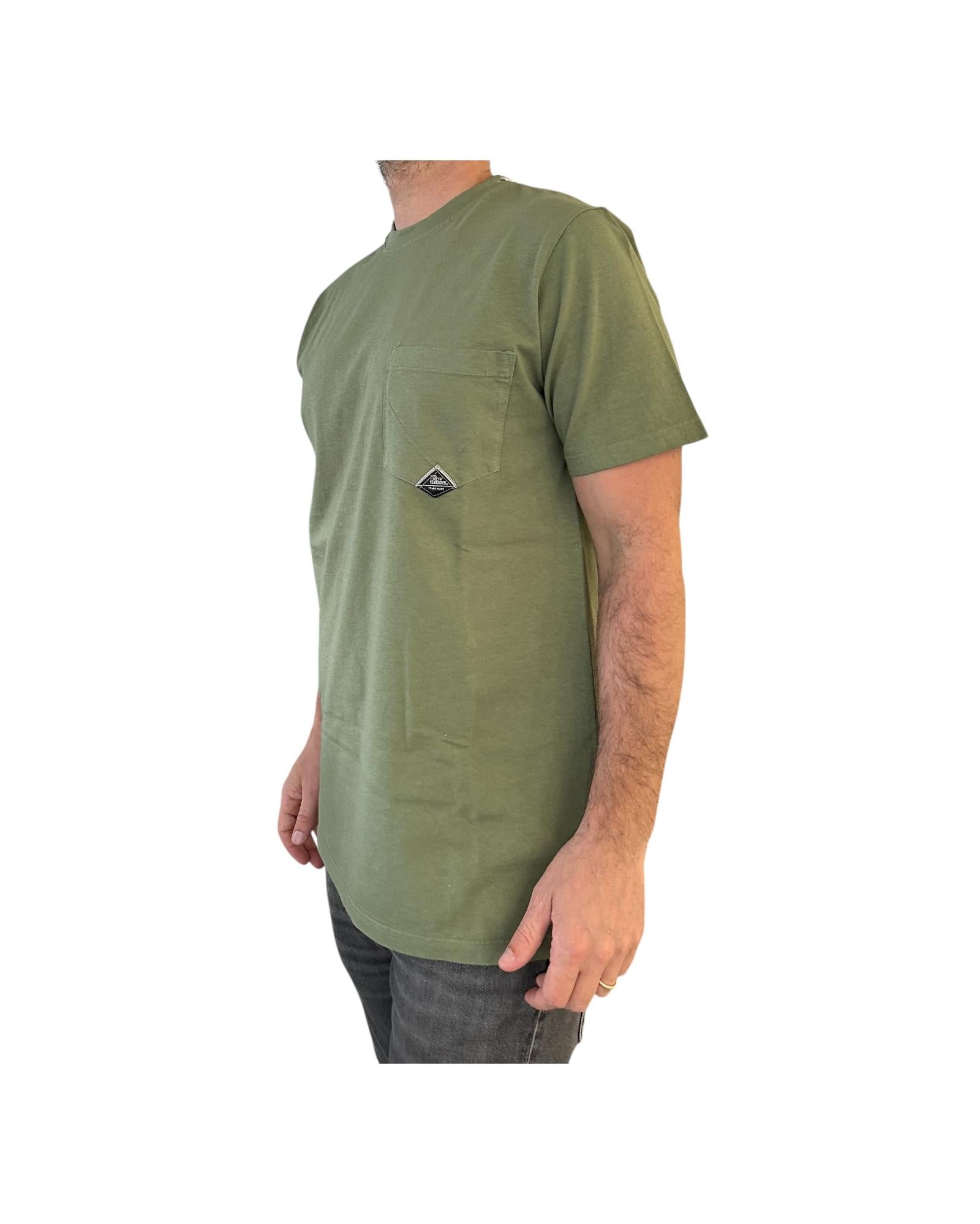 T-shirt pocket in cotone Army green RRU90048CA160111 C0085 ROY ROGER'S 