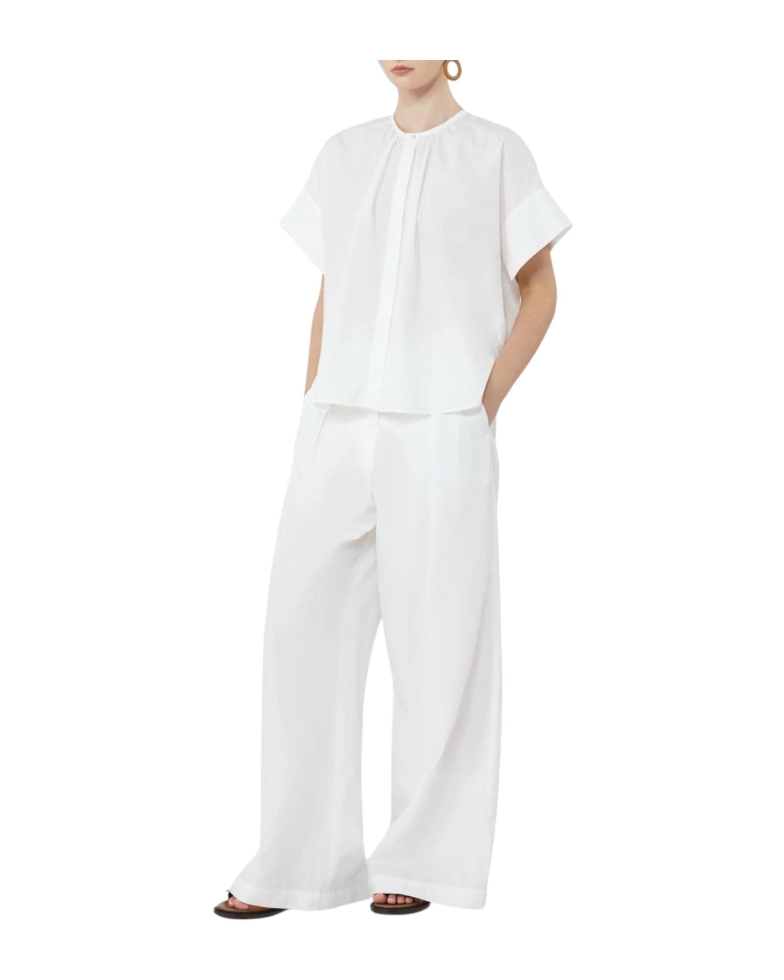 Camicia girocollo in popeline di cotone Bianco EDUCATA 004 MAX MARA WEEKEND 