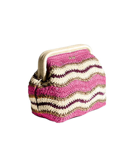 Clutch bag in paglia Fucsia SW0065 FUXIA F**K 