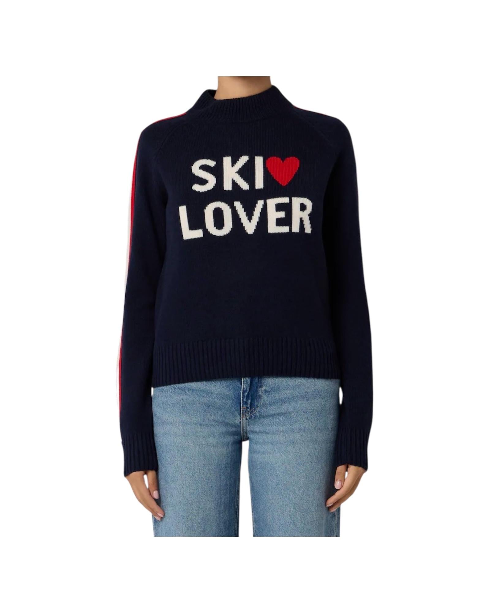 Maglione con ricamo Ski Lover Blu PEA0001 00446I MC2 SAINT BARTH 