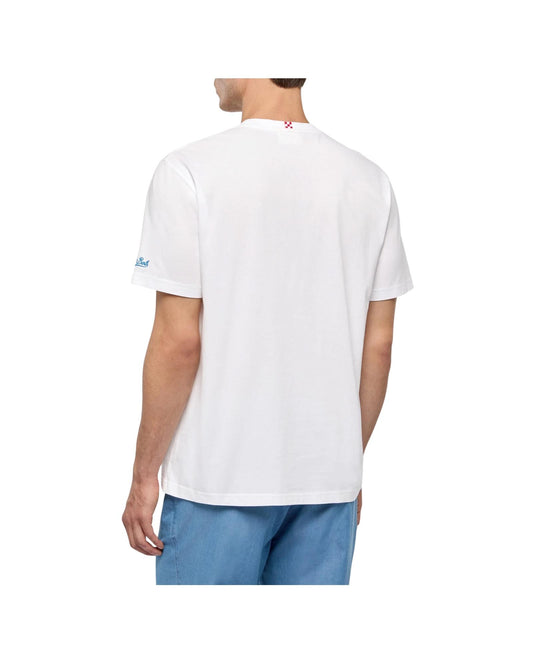 T-Shirt Portofino con stampa Gente di mare e ricamo POT0001 04456L MC2 SAINT BARTH 