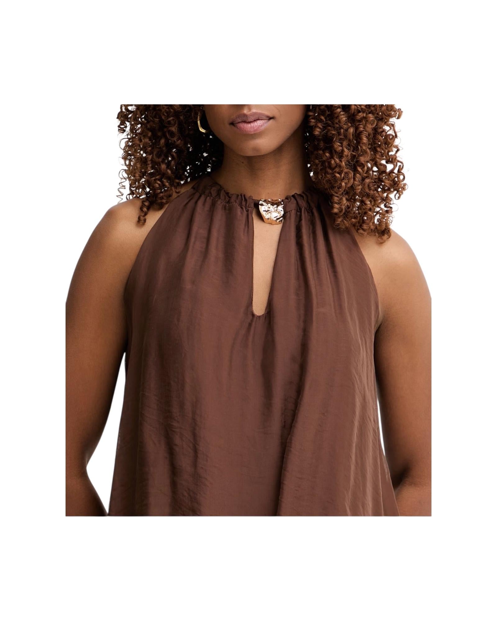 Top in misto seta Cioccolato RFF Q009 232 HAVEONE 