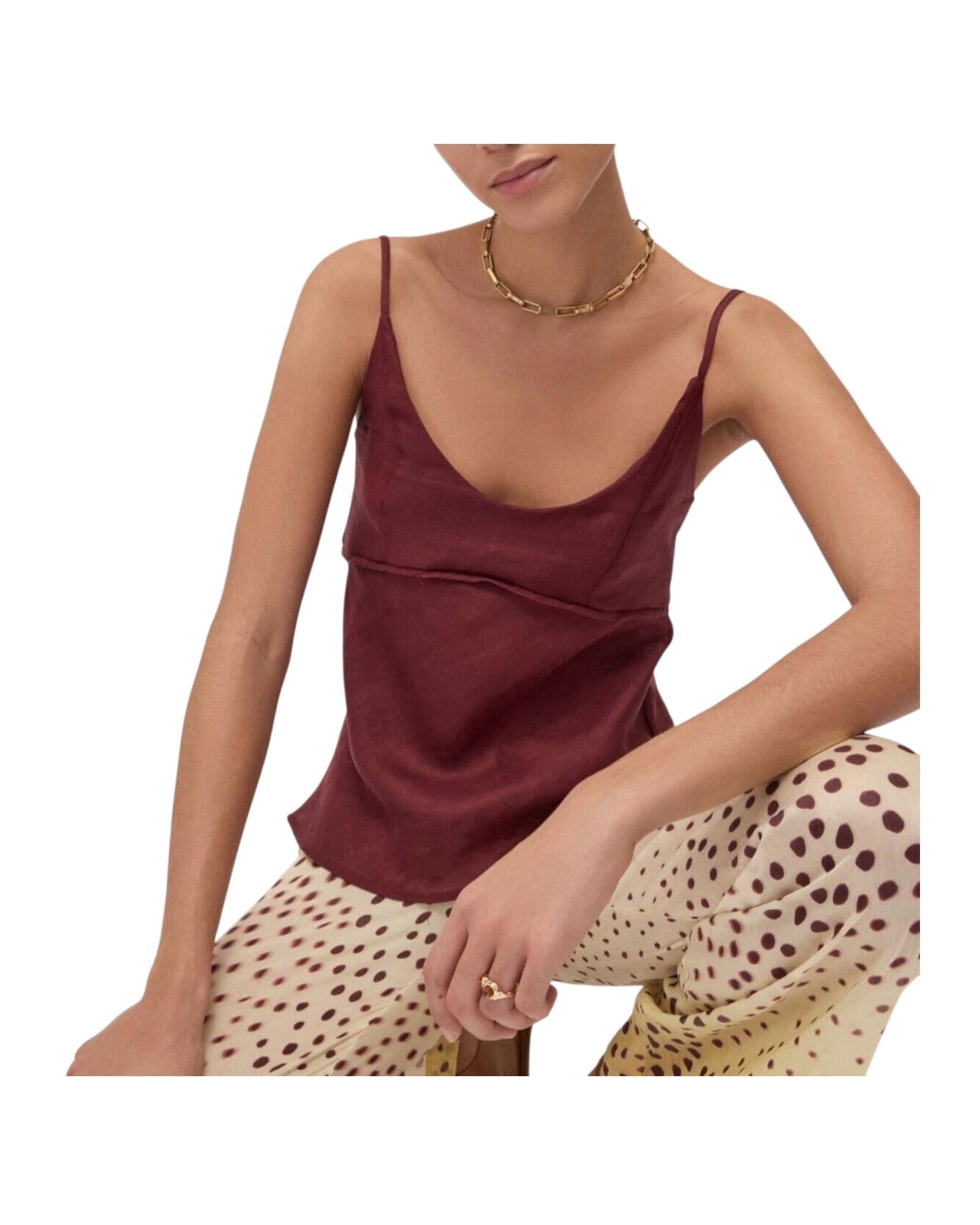 Top in lino Merlot MSM DT9279 MERLOT OTTOD'AME 