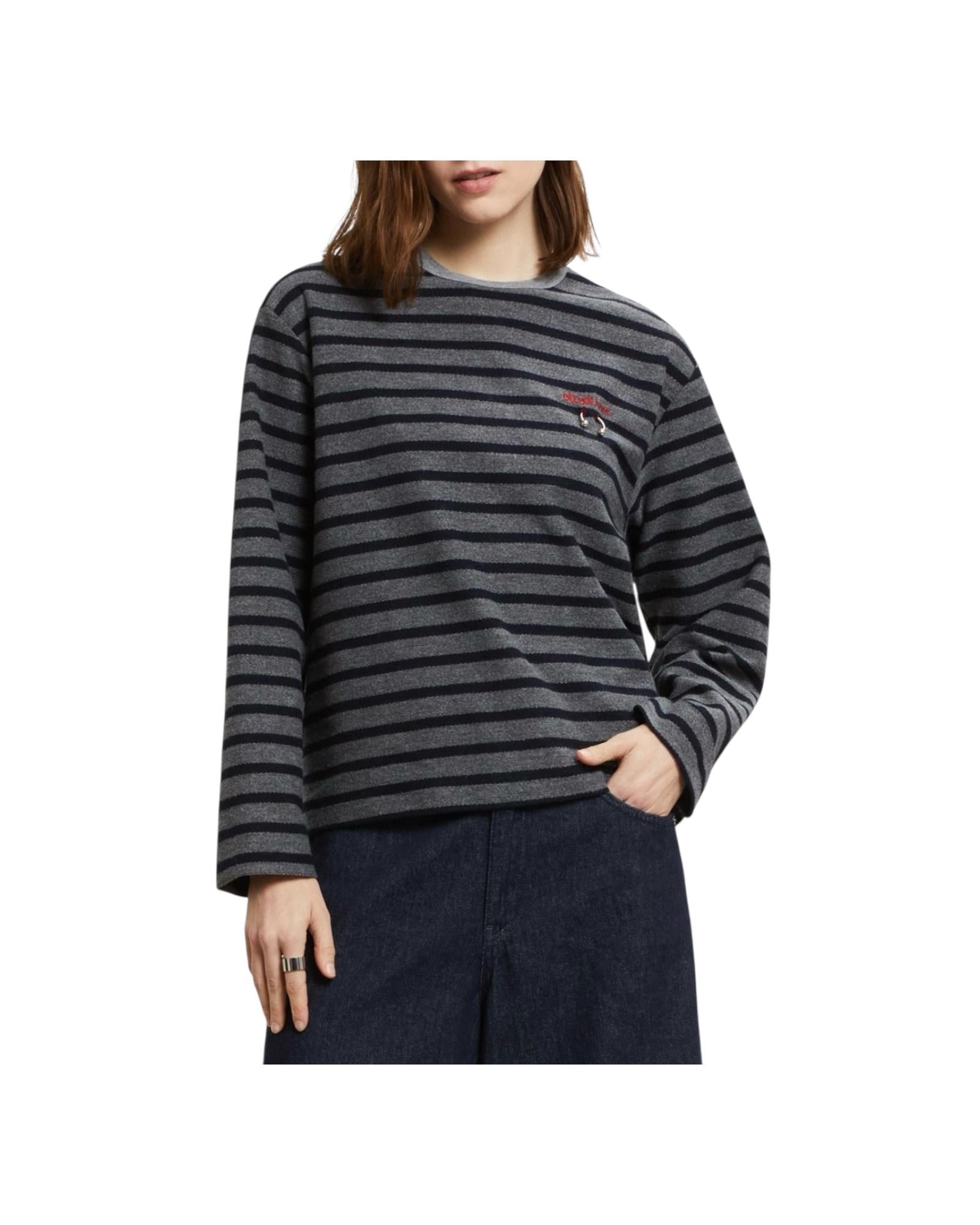 Felpa a righe in misto lana e cotone PCR DMF0033 UNICA OTTOD'AME 