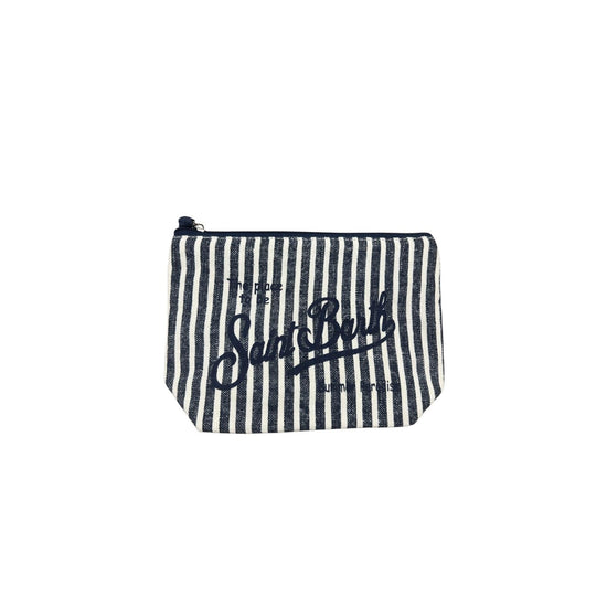 Pochette Aline in lino righe blu ALI0004 02414L MC2 SAINT BARTH 