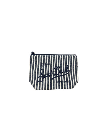 Pochette Aline in lino righe blu ALI0004 02414L MC2 SAINT BARTH 